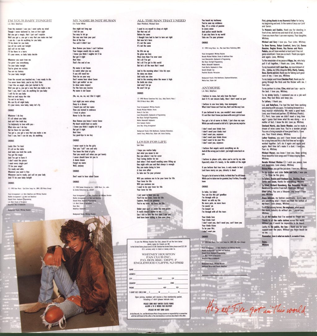 Whitney Houston - I'm Your Baby Tonight - Lp