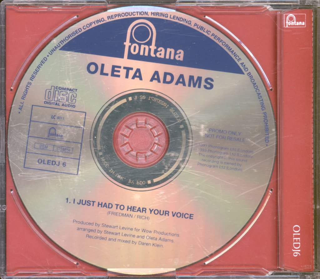 Oleta Adams - I Just Had To Hear Your Voice - Cd