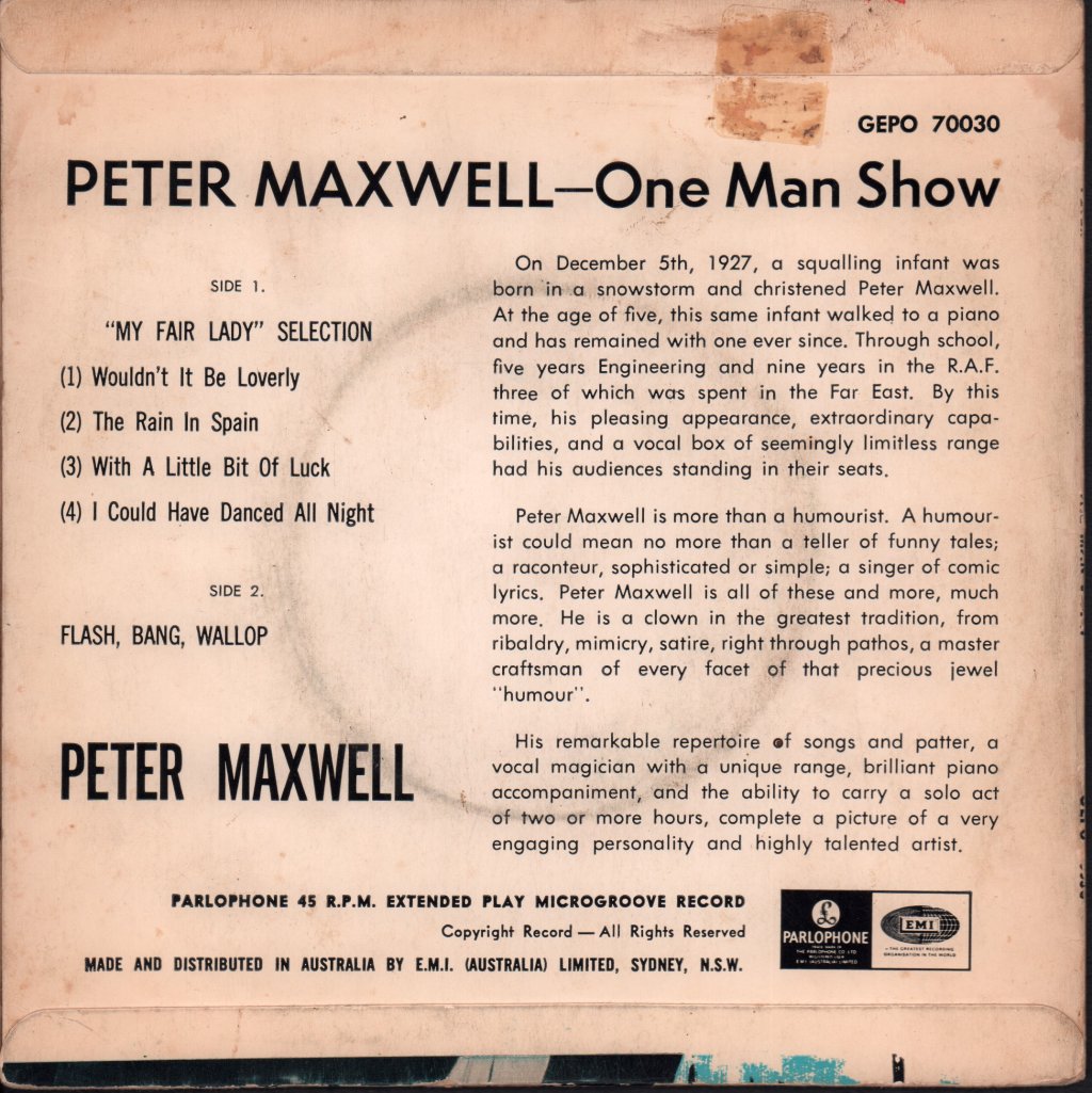 peter maxwell - one man show - 7 Inch