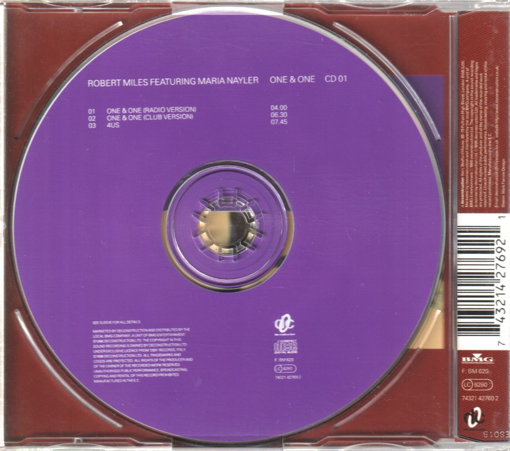 Robert Miles Featuring Maria Nayler - One And One - Cd