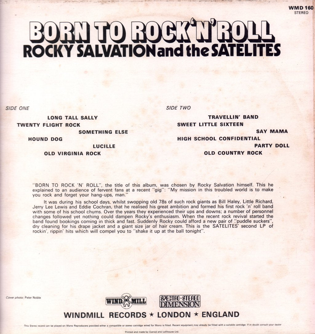Rocky Salvation And The Satellites - Born To Rock N Roll - Lp