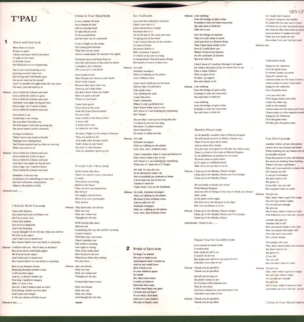 T'PAU - Bridge Of Spies - Lp