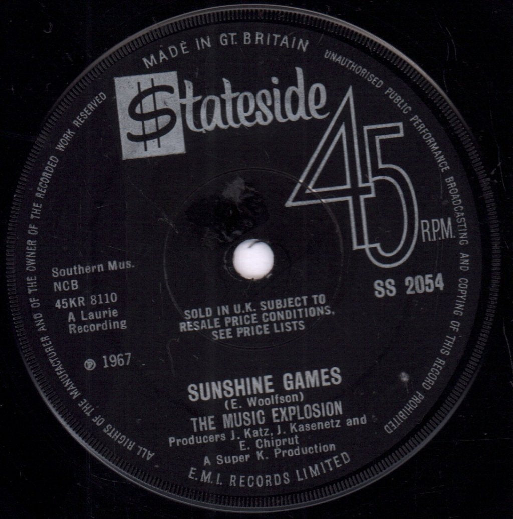 Music Explosion - Sunshine Games - 7 Inch