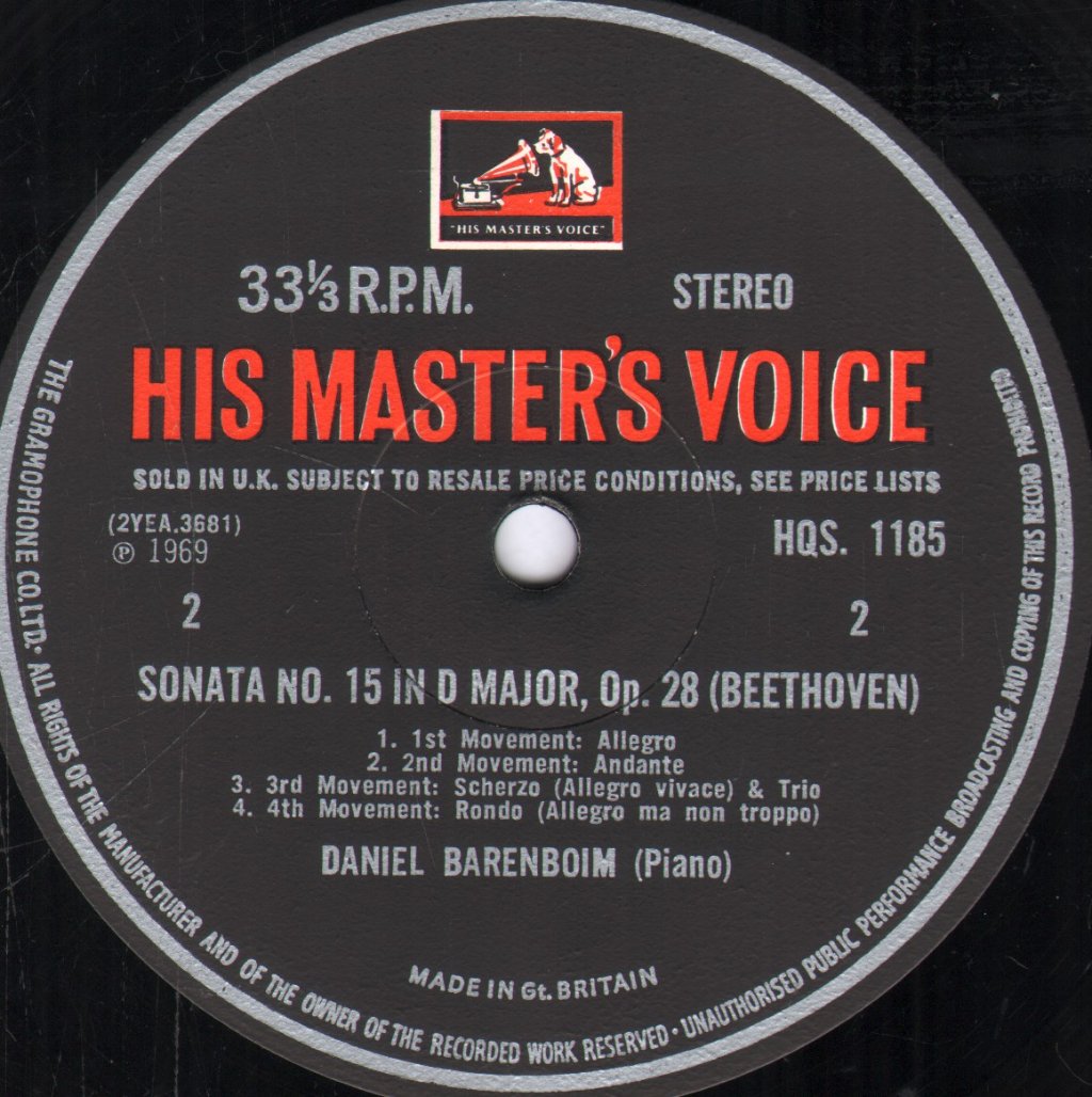 Daniel Barenboim - Beethoven Sonatas: No.15 In D, Op.28 ("Pastoral"); No.3 In C, Op.2 No.3 - Lp