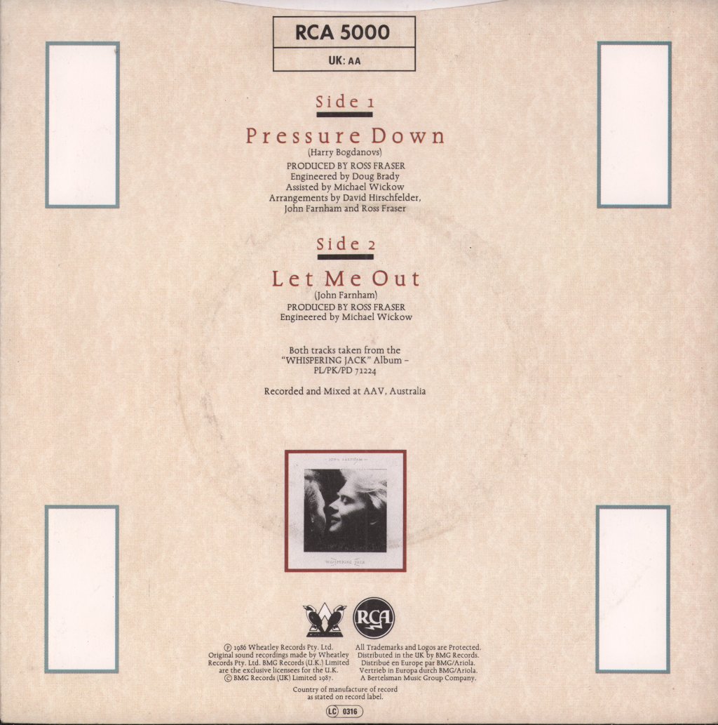 John Farnham - Pressure Down - 7 Inch