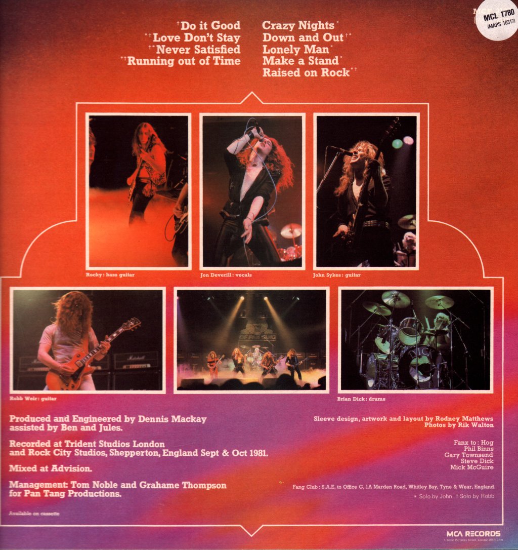 Tygers Of Pan Tang - Crazy Nights - Lp