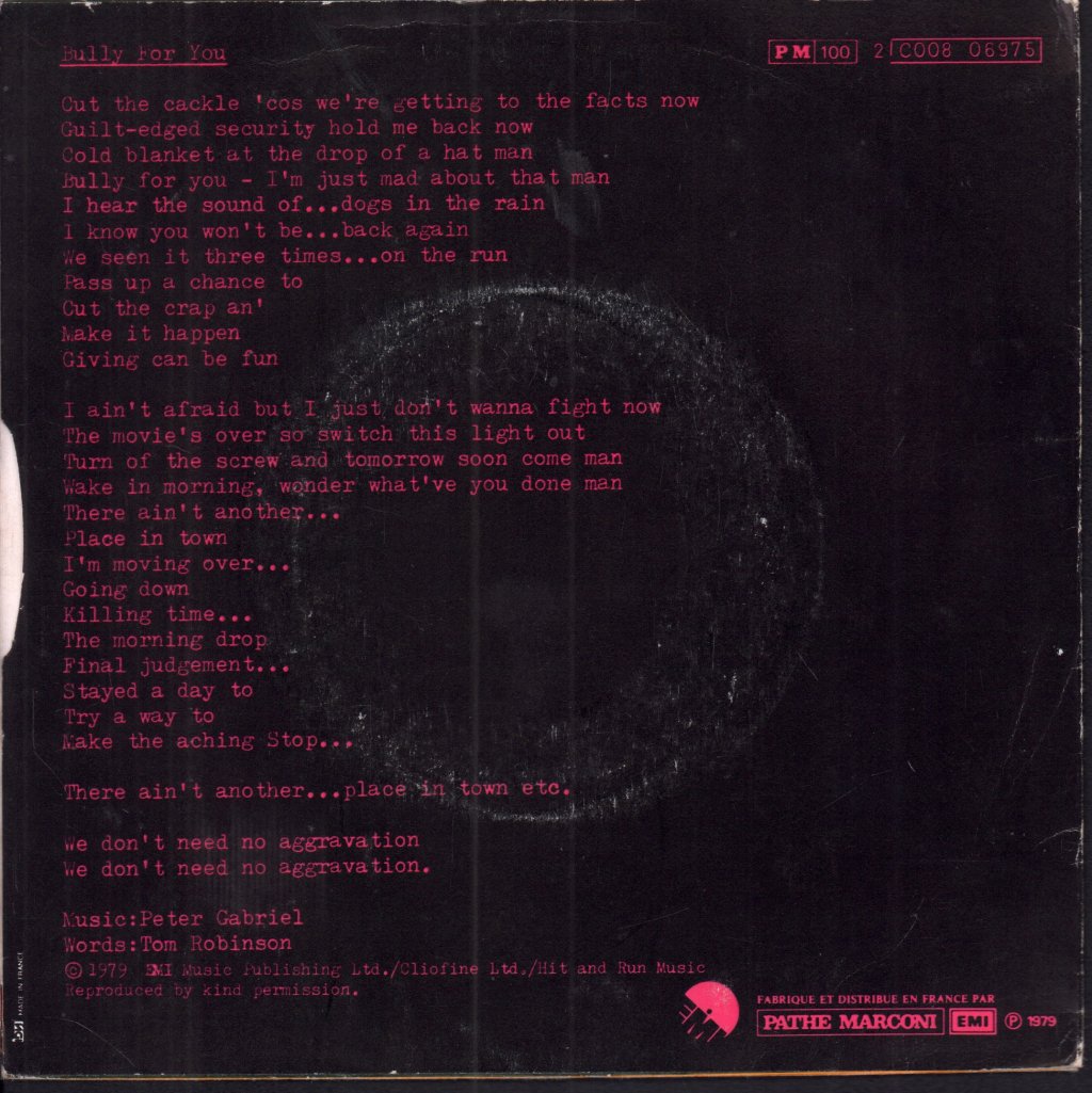 Tom Robinson Band - Bully For You - 7 Inch