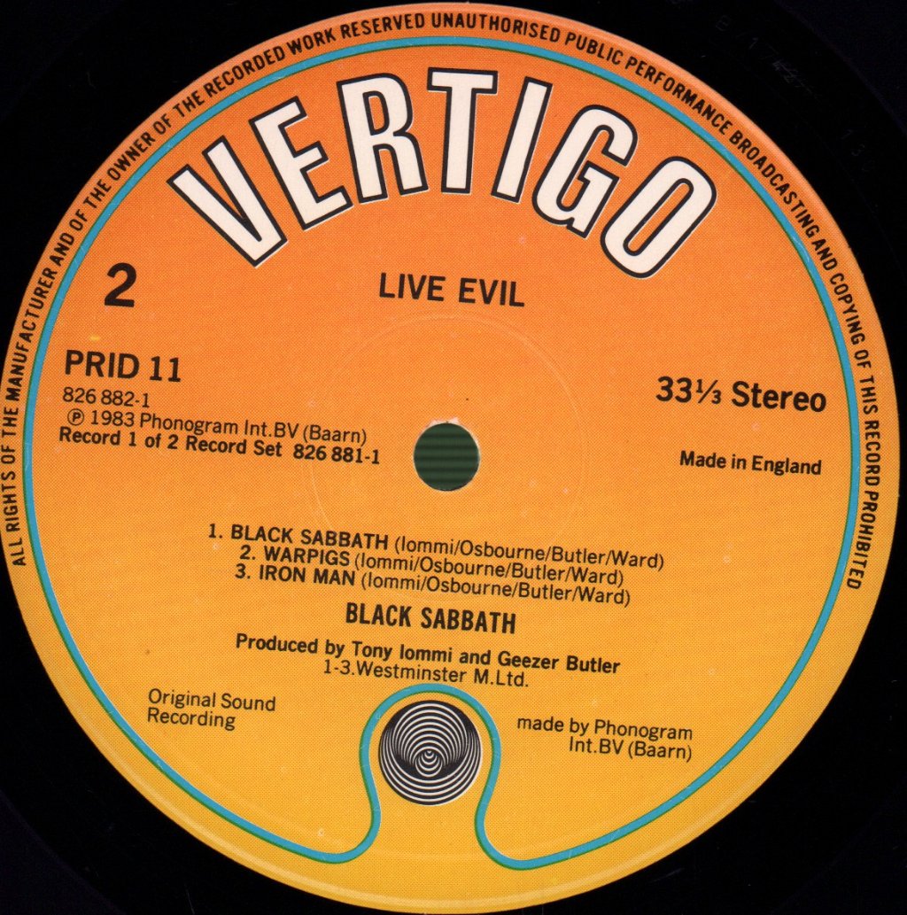 Black Sabbath - Live Evil - Double Lp
