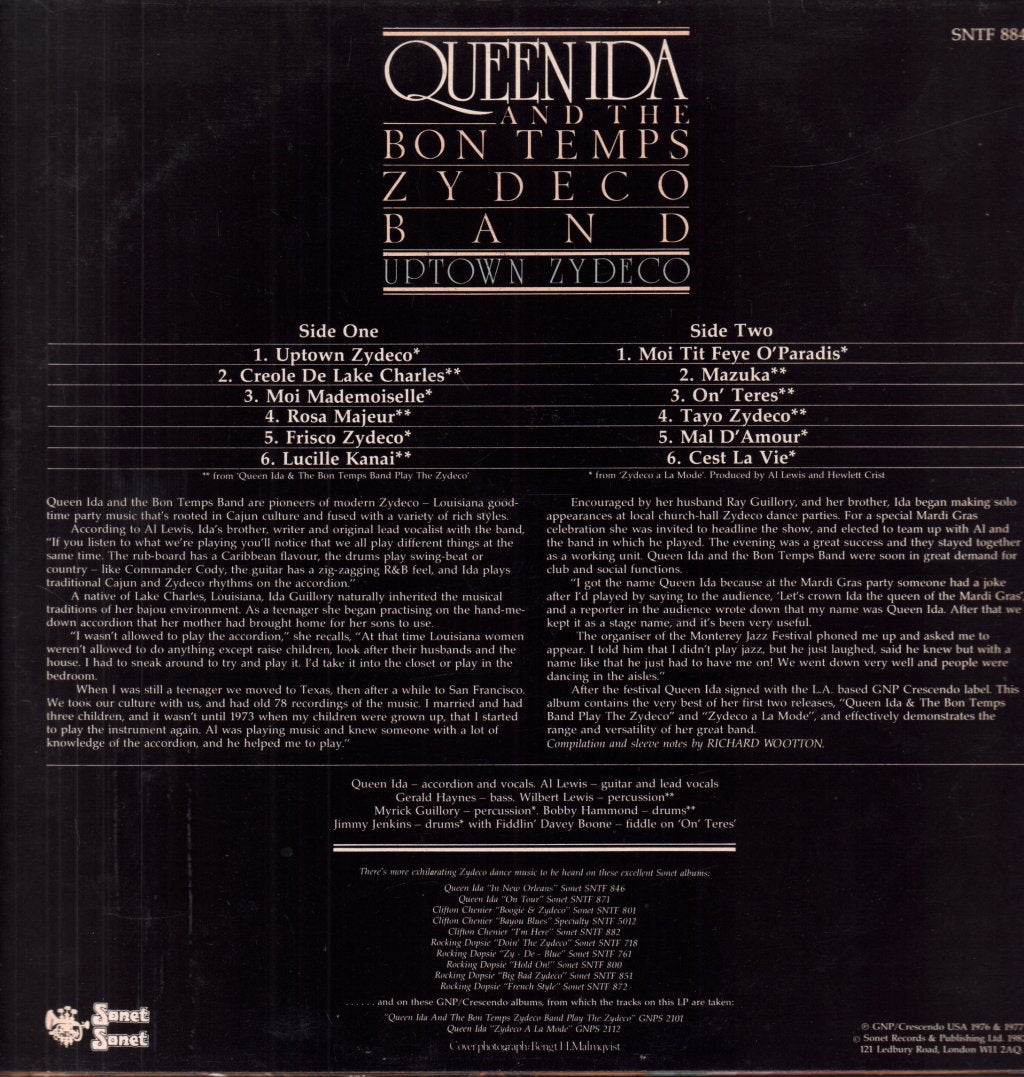 Queen Ida And The Bon Temps Zydeco Band - Uptown Zydeco - Lp