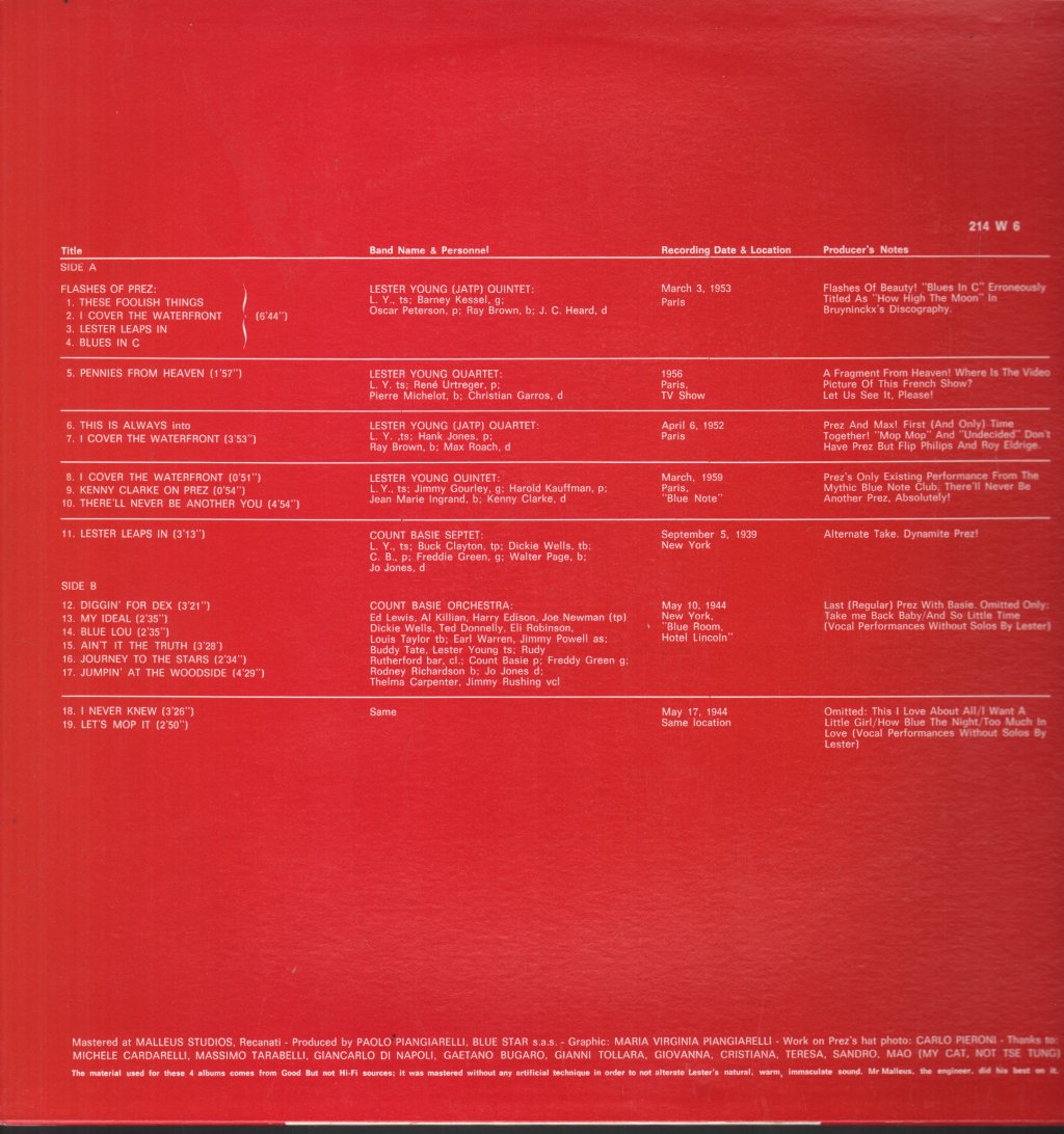 Lester Young - Prez's Hat Vol. 1 - Lp