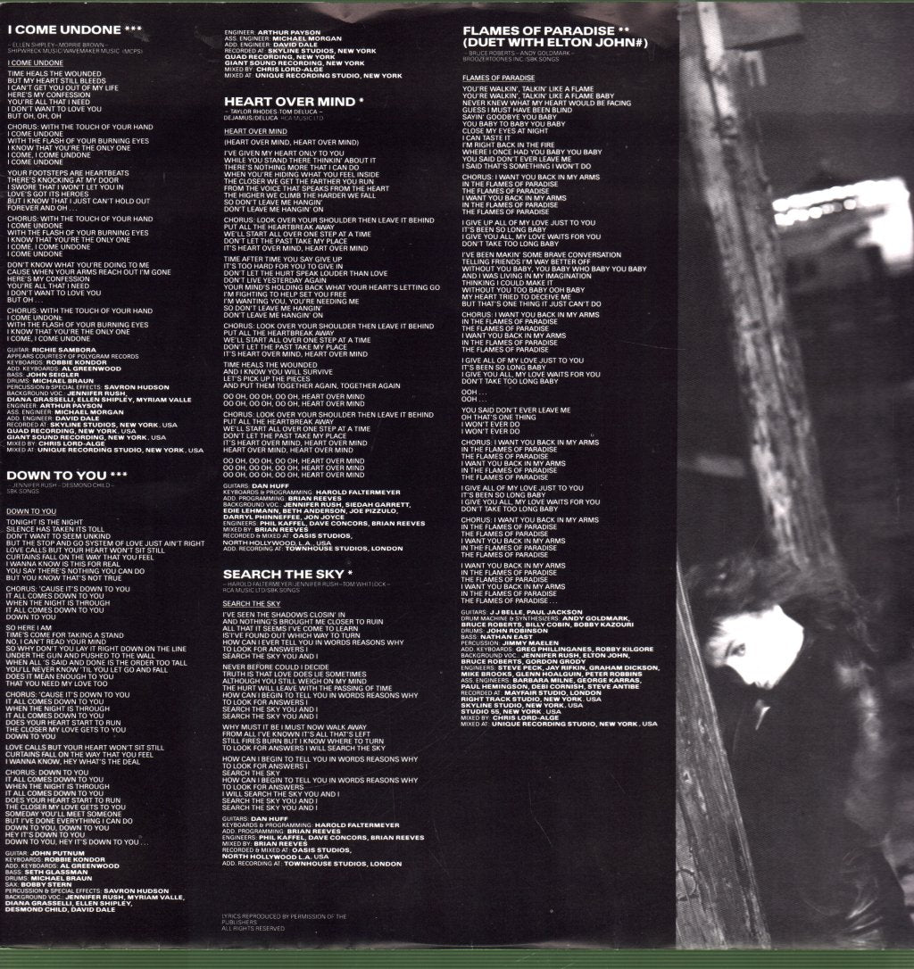 Jennifer Rush - Heart Over Mind - Lp