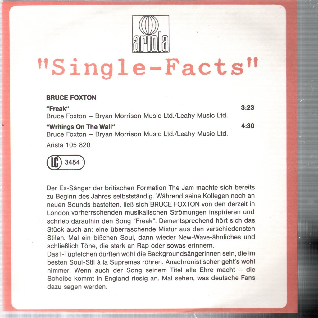 Bruce Foxton - Freak - 7 Inch