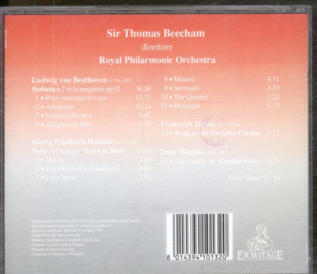 Sir Thomas Beecham / Royal Philharmonic Orchestra - Beethoven, Sinfonia N. 7 - Händel, Love In Bath - Delius, Walk To The Paradise Garden - Sibelius, Karelia March - Cd