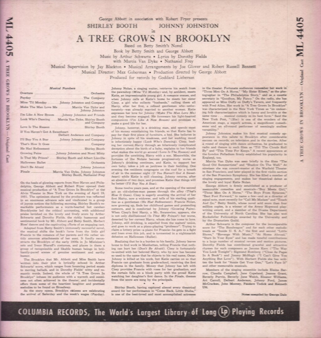 Shirley Booth / Johnny Johnston - A Tree Grows In Brooklyn  original broadway cast - Lp