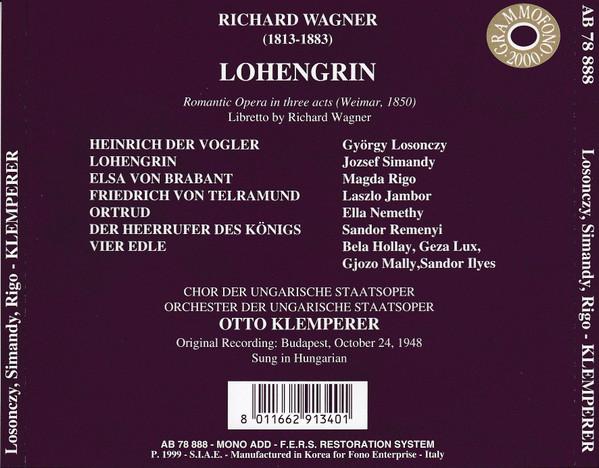 Otto Klemperer - Wagner - Lohengrin, Budapest, October 24, 1948 - Triple Cd