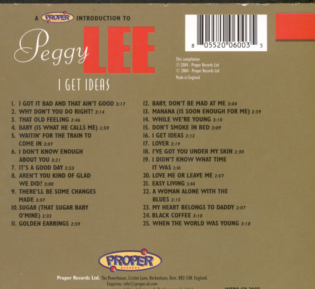 Peggy Lee - I Get Ideas - Cd