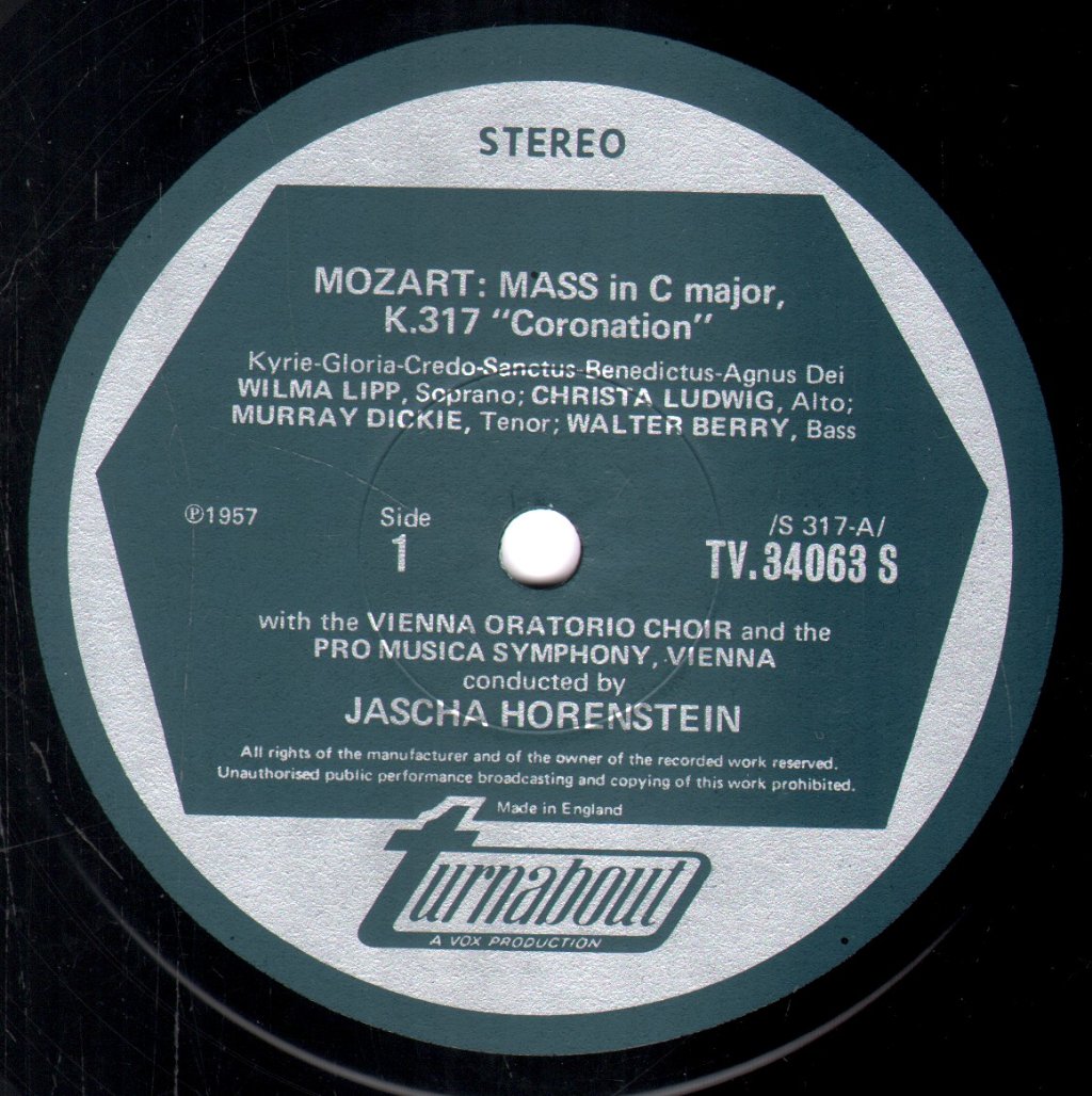 Jascha Horenstein / Pro Musica Symphony - Mozart - Coronation Mass Vesperae Solemnes De Confessore - Lp