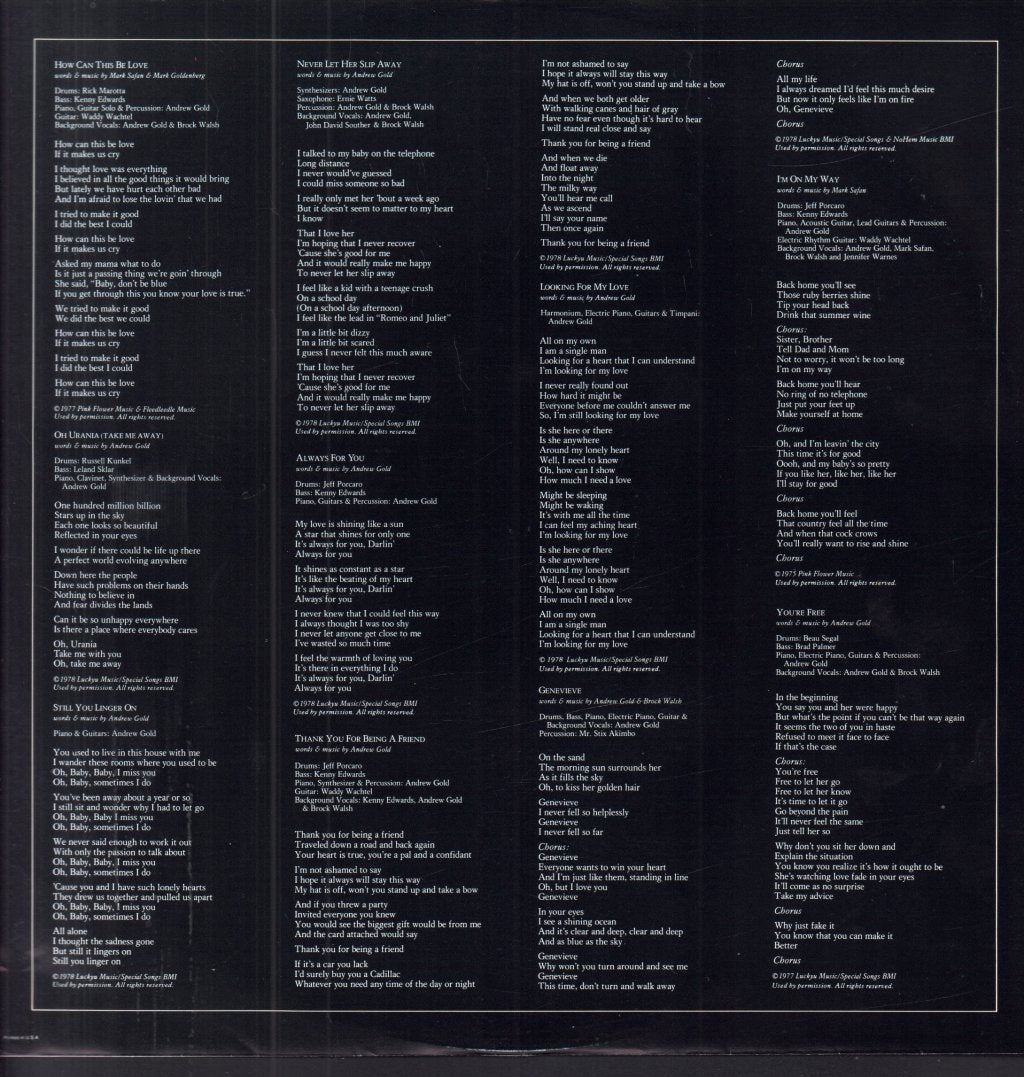 Andrew Gold - All This And Heaven Too - Lp