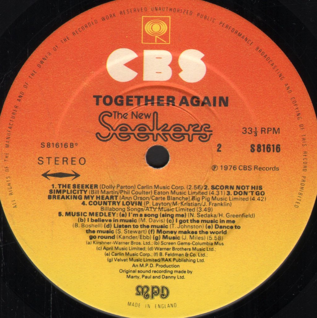 New Seekers - Together Again - Lp