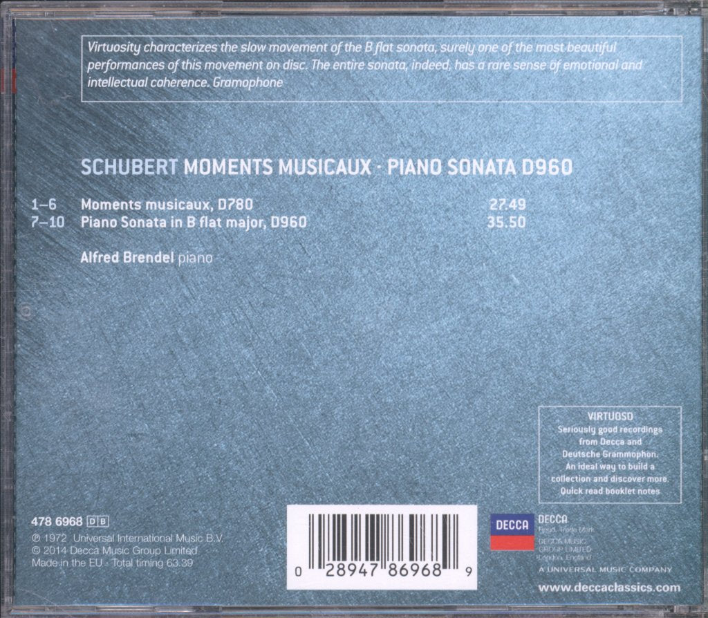 Alfred Brendel - Schubert - Moments Musicaux / Piano Sonata In B Flat D. 960 - Cd