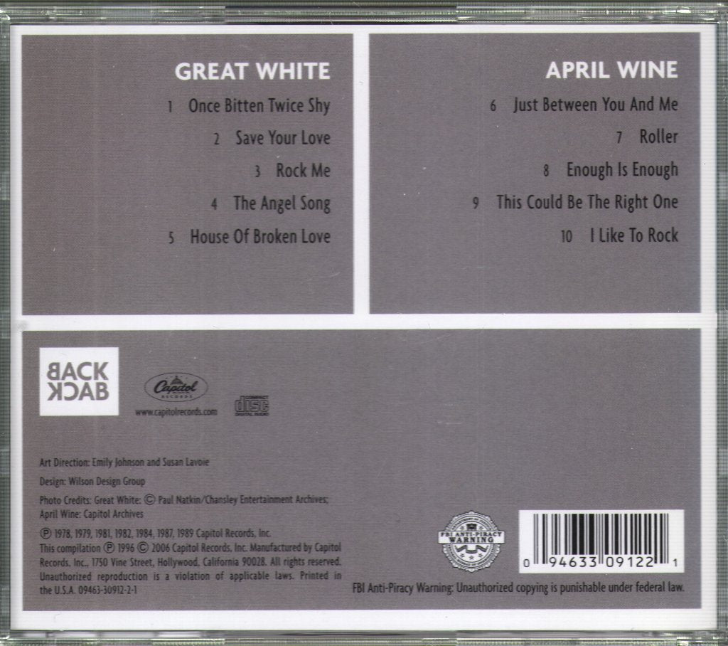 Great White/April Wine - Back Back - Cd