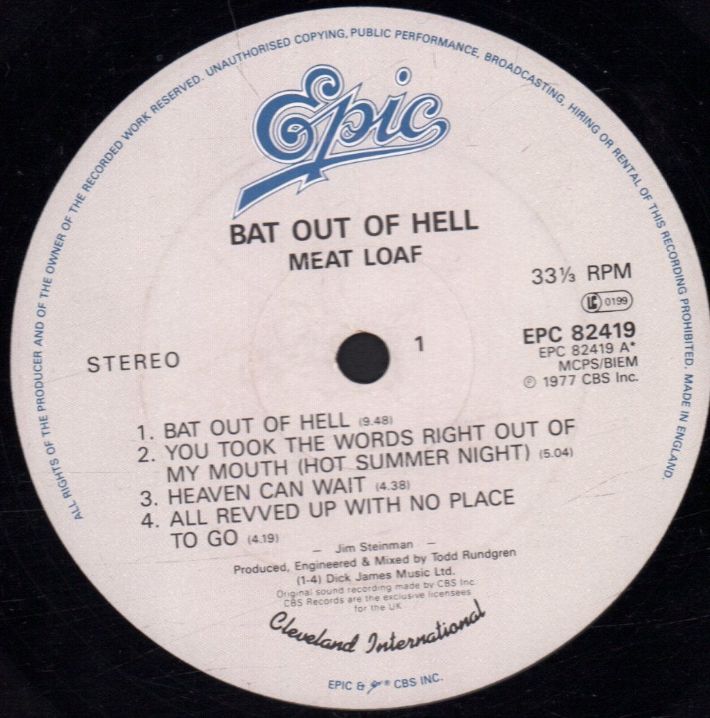 Meat Loaf - Bat Out Of Hell - Lp