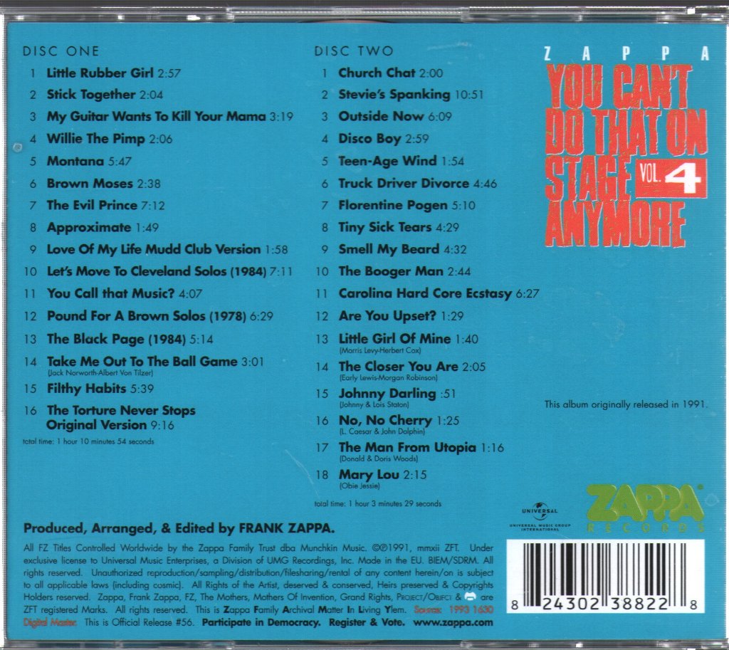 Frank Zappa - You Can't Do That On Stage Anymore Vol. 4 - Double Cd