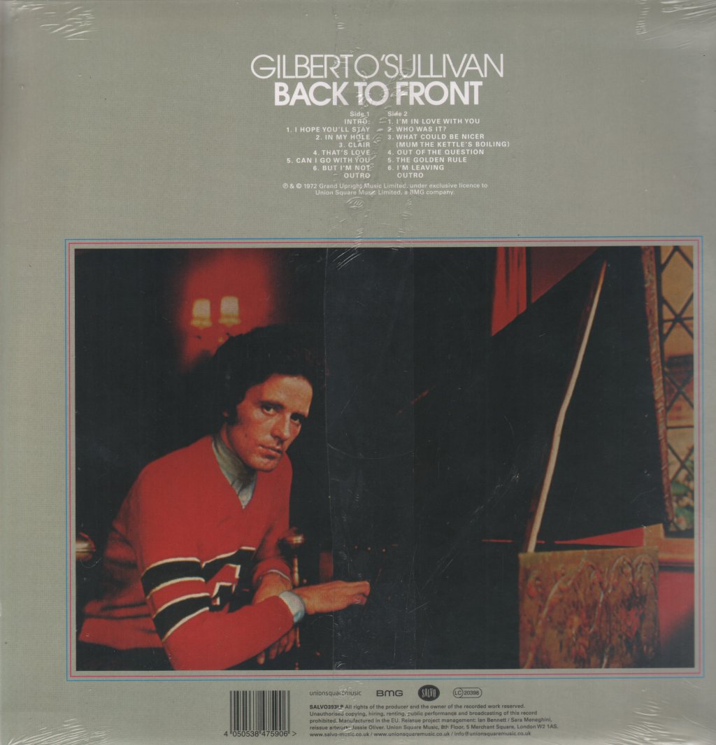Gilbert O'Sullivan - Back To Front - Lp