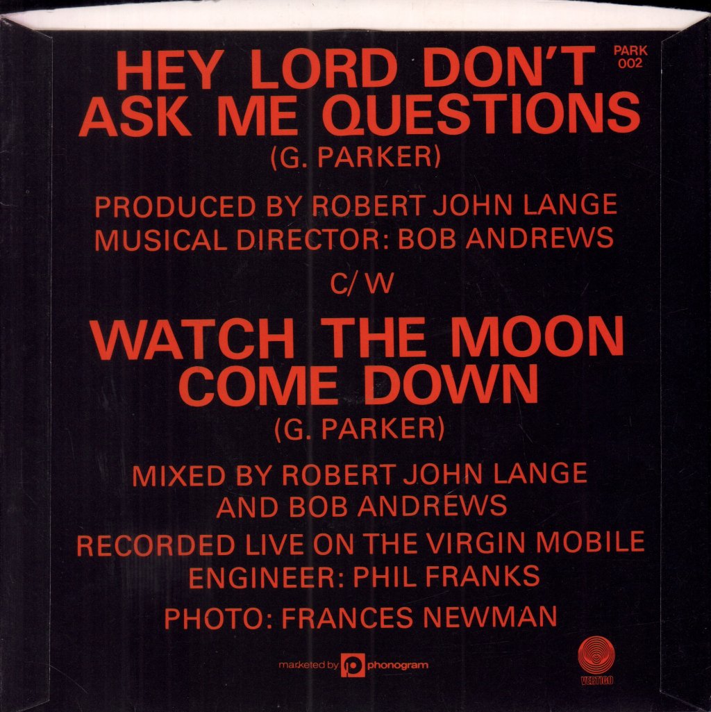 Graham Parker And The Rumour - Hey Lord Don't Ask Me Questions - 7 Inch