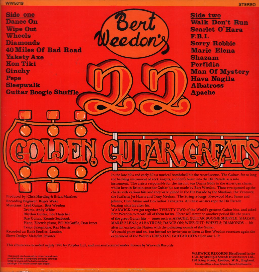 Bert Weedon - 22 Golden Guitar Greats - Lp