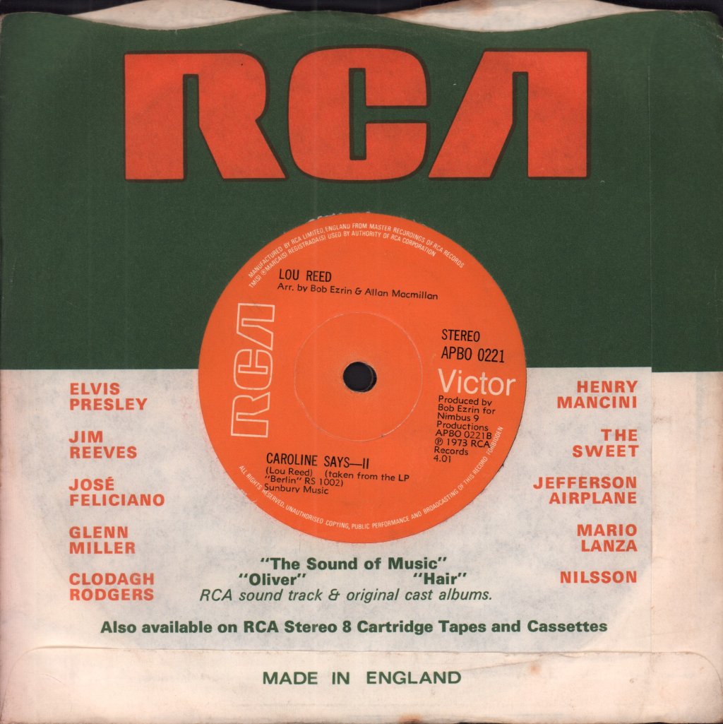 Lou Reed - Caroline Says - 7 Inch