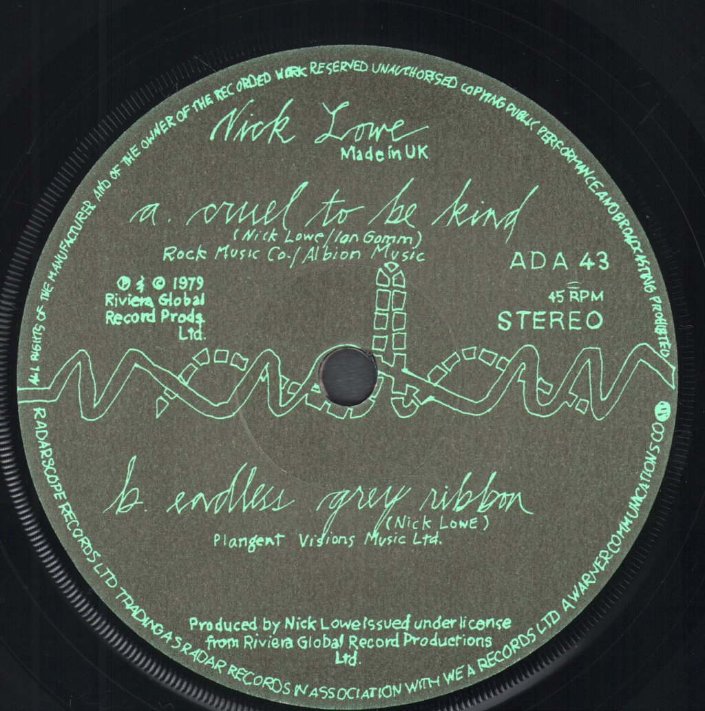 Nick Lowe - Cruel To Be Kind - 7 Inch