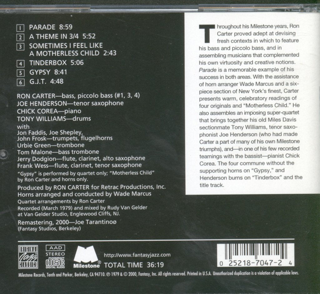Ron Carter - Parade - Cd