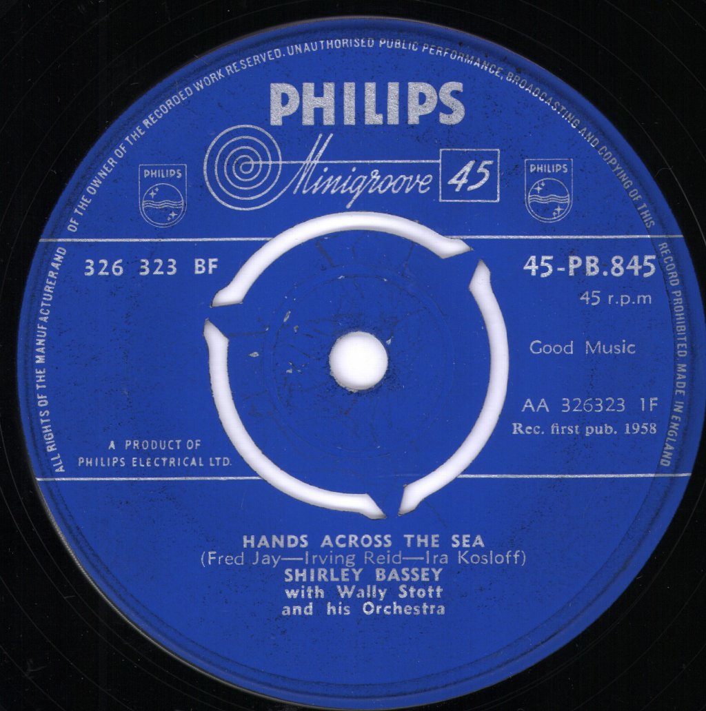 Shirley Bassey with Wally Stott and his Orchestra - Hands Across The Sea - 7 Inch