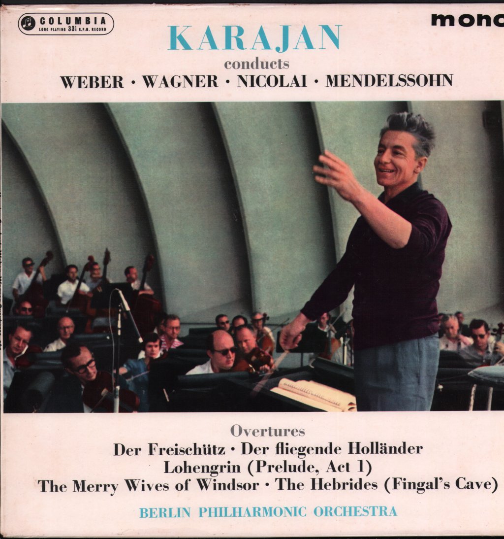 Herbert Von Karajan / Berlin Philharmonic Orchestra - Weber / Wagner / Nicolai / Mendelssohn Overtures - Lp