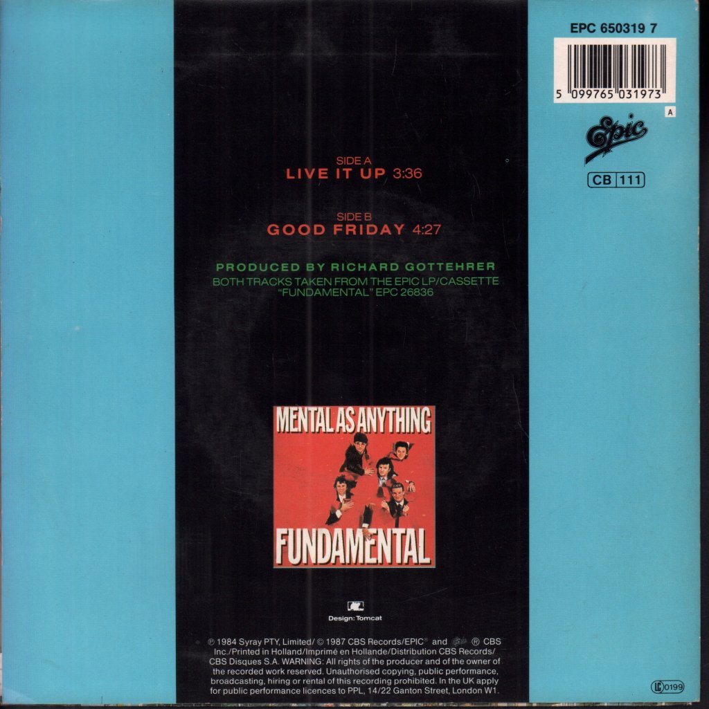 Mental As Anything - Live It Up - 7 Inch
