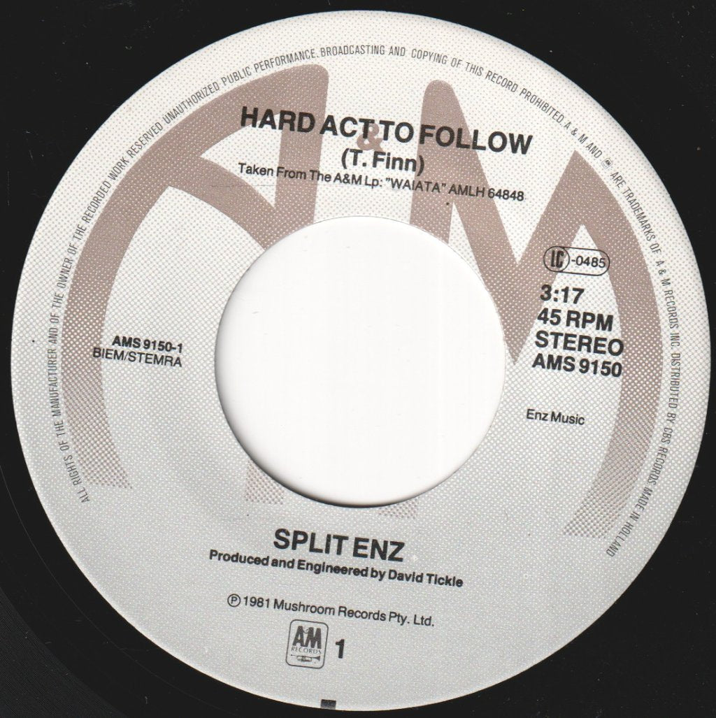 Split Enz - Hard Act To Follow - 7 Inch