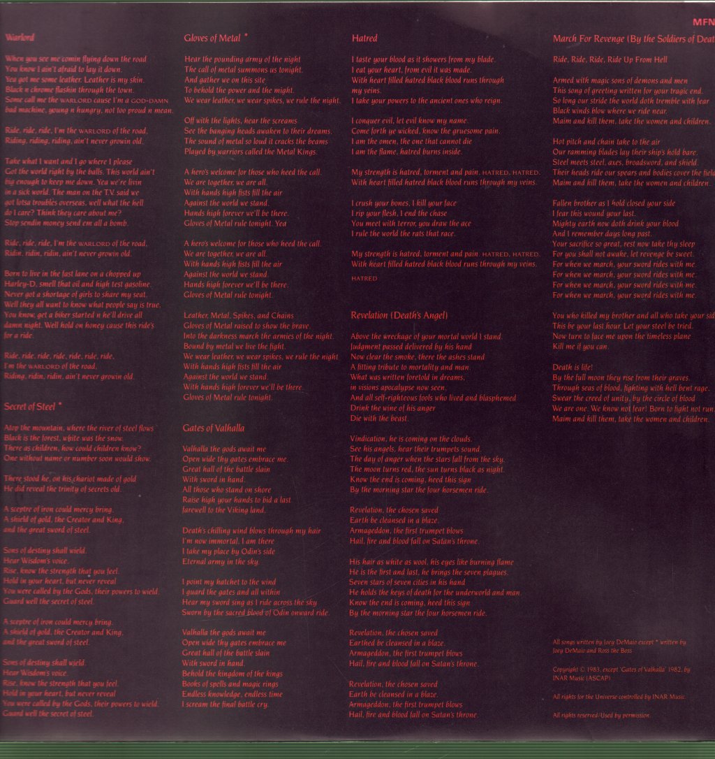 Manowar - Into Glory Ride - Lp