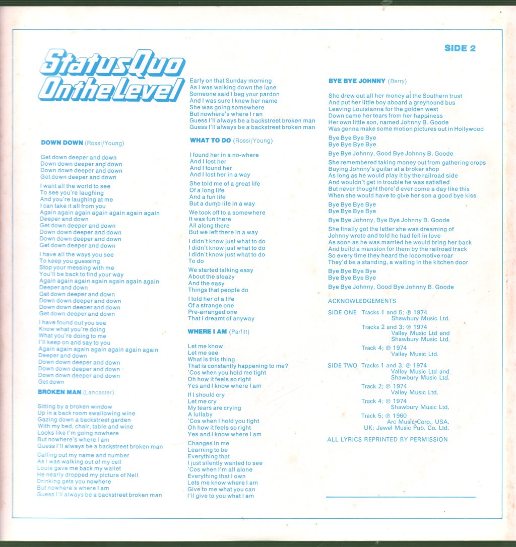Status Quo - On The Level - Lp