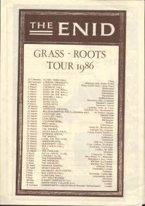 Enid - Grass Roots Tour 1986 - Flyer