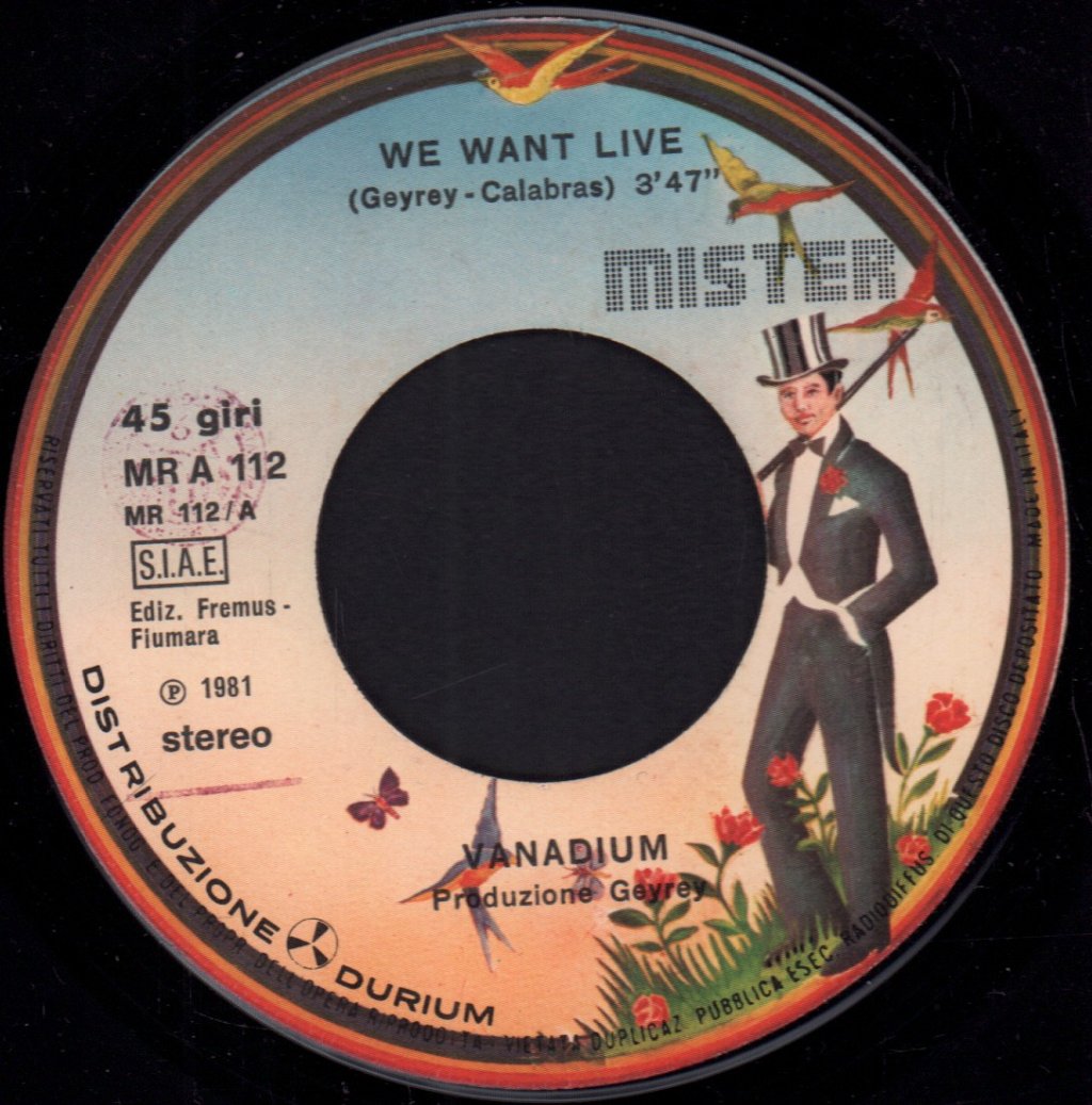 Vanadium - We Want Live Rock 'n' Roll / Heavy Metal - 7 Inch