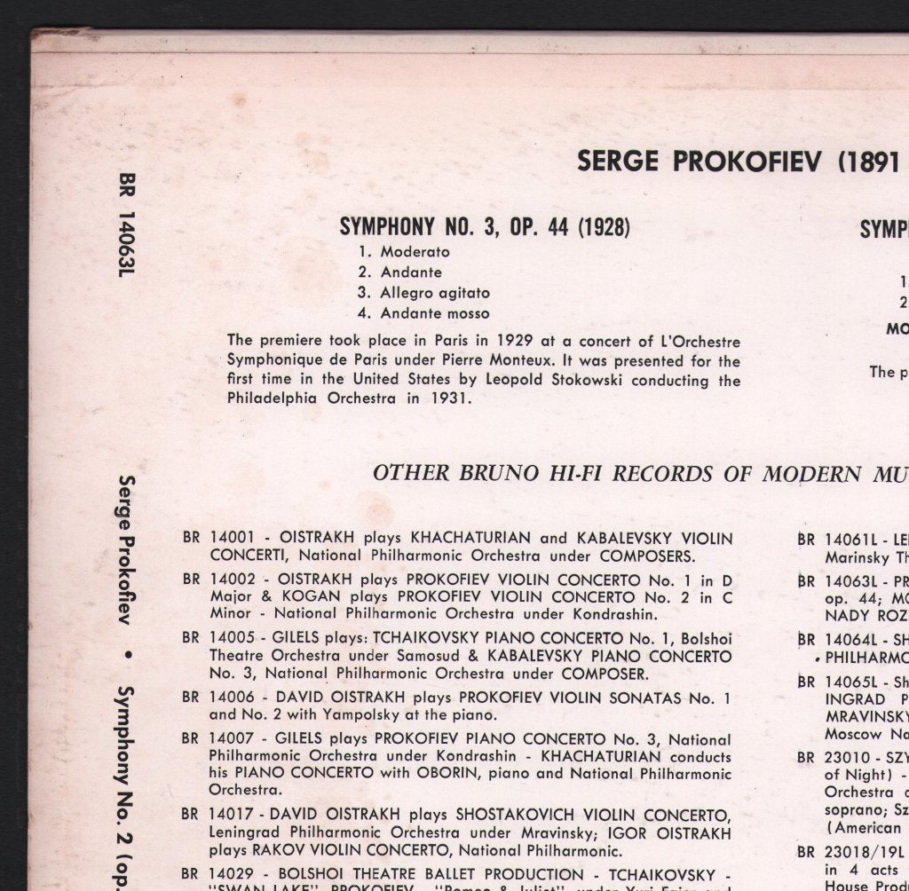Gennadi Rozhdestvensky / Moscow National Symphony Orchestra London Symphony Orchestra - Prokofiev - Symphony #2, Op.40 / Symphony #3, Op.44 - Lp