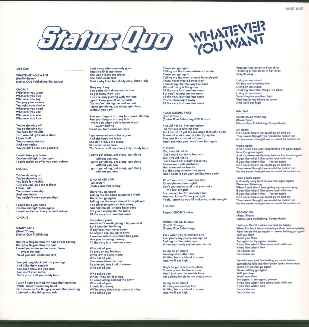 Status Quo - Whatever You Want - Lp
