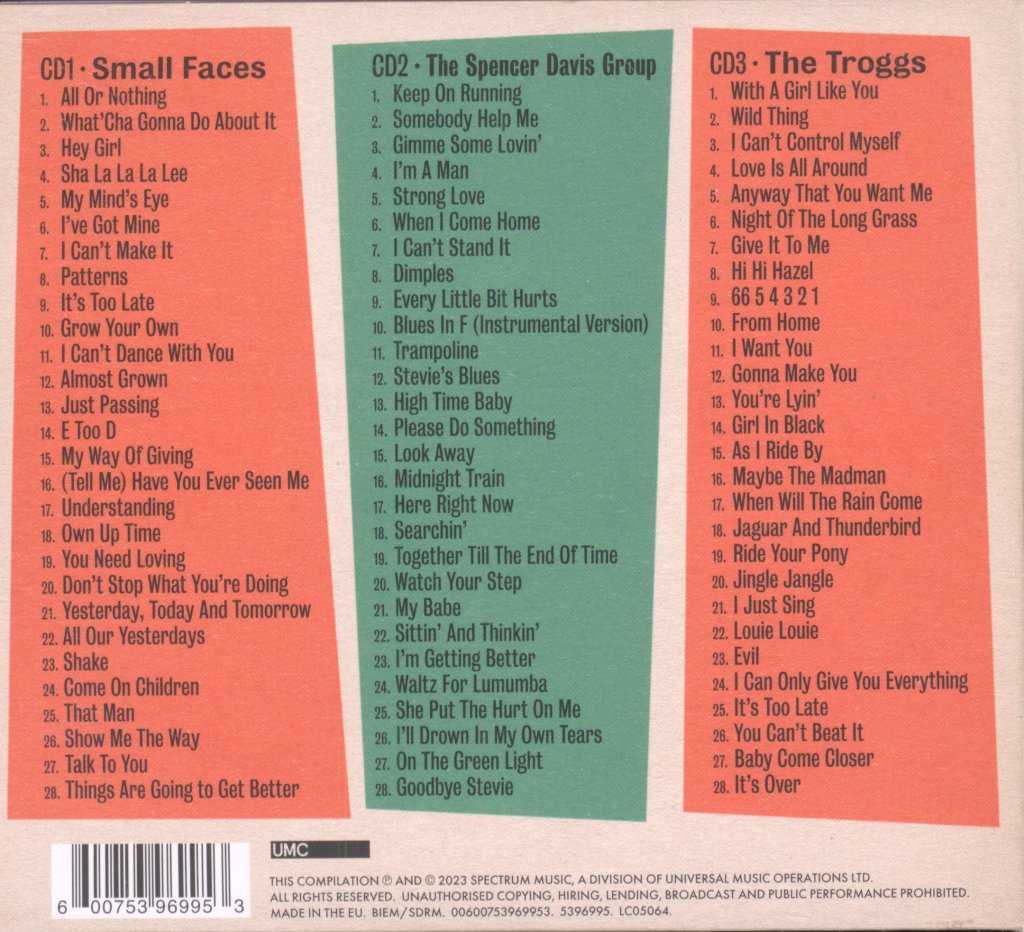 Various Artists - Dreamboats And Petticoats Presents... Small Faces / The Spencer Davis Group / The Troggs - Triple Cd