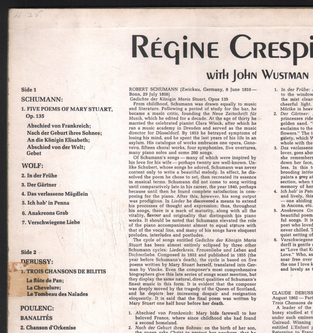 Regine Crespin / John Wustman - Regine Crespin Recital - Lp