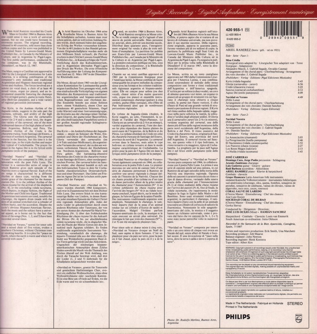 Ariel Ramirez jose carreras - Misa Criolla Navidad Nuestra - Lp
