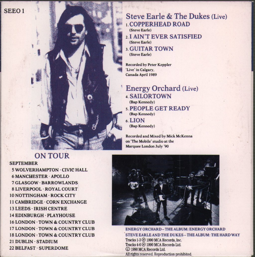 Steve Earle/Energy Orchard - Copperhead Road/Sailortown - Cd