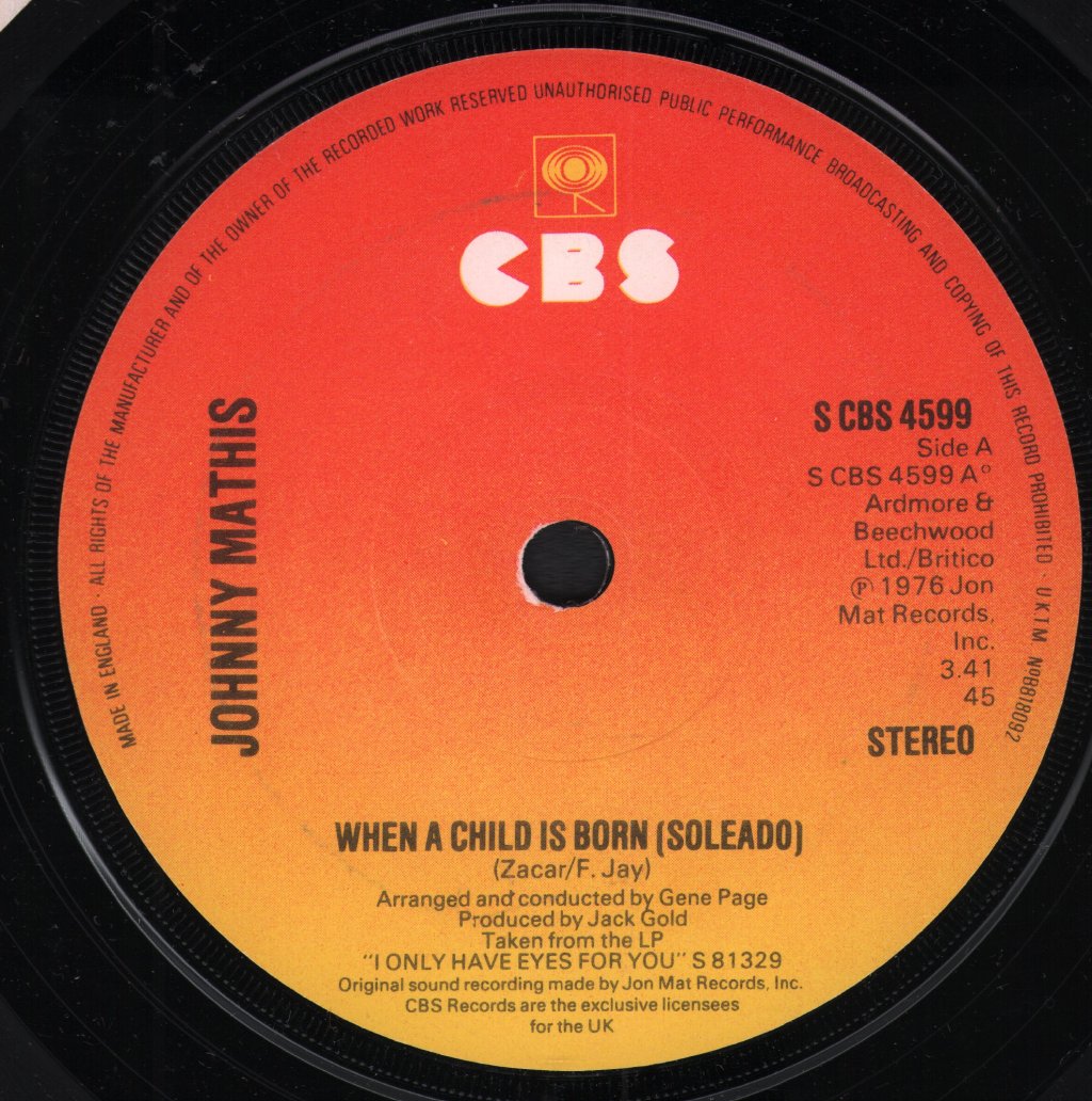 Johnny Mathis - When A Child Is Born - 7 Inch