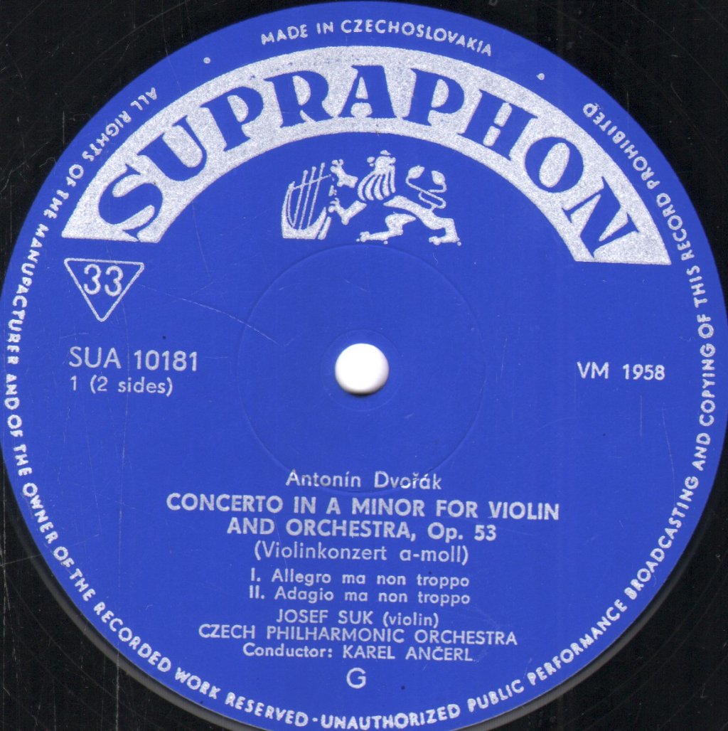 Josef Suk / Czech Philharmonic Orchestra - Dvorak - Violin Concerto / Romance For Violin - Lp