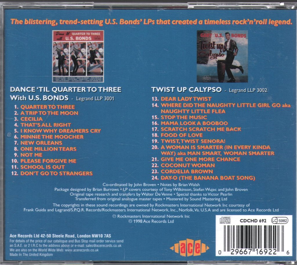 Gary U.S. Bonds - Dance 'Til Quarter To Three / Twist Up Calypso - Cd